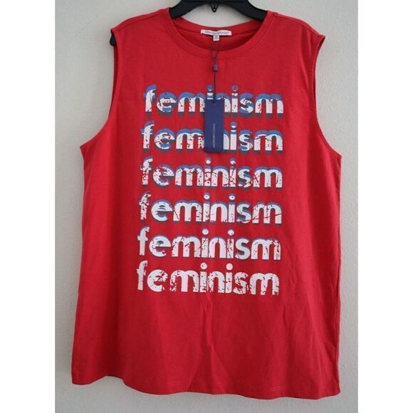 Rebecca Minkoff S18403C11 626 Women's Sz M Red Feminism Muscle Tee Shirt $58 - Picture 1 of 9